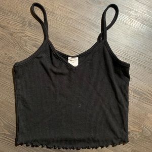 Destined | Black Spaghetti Strap Cropped Tank Top | Size Large